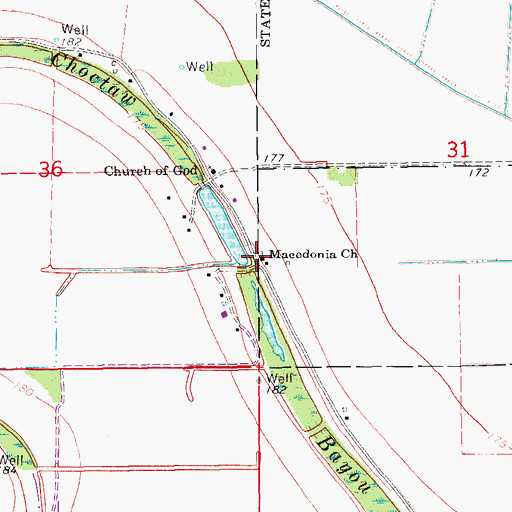 Topographic Map of Macedonia Church, AR
