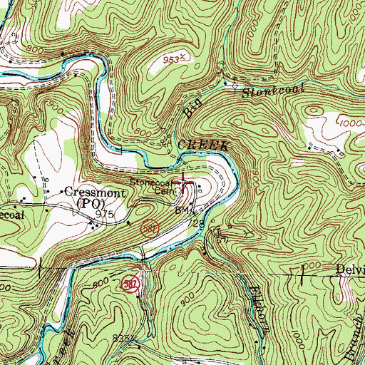 Topographic Map of Stonecoal Cemetery, KY