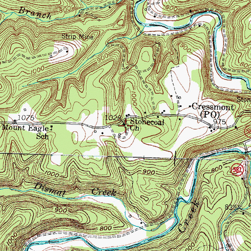 Topographic Map of Stonecoal Church, KY
