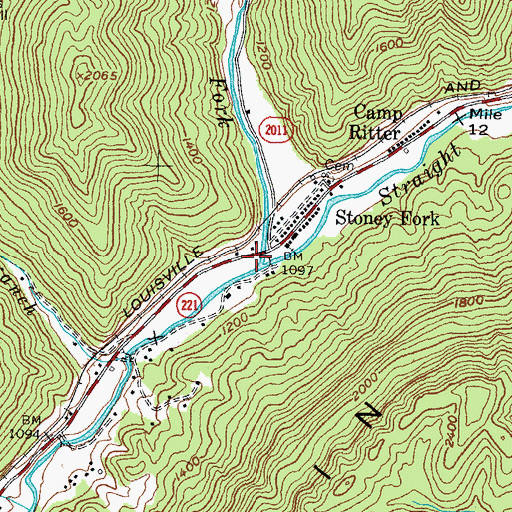 Topographic Map of Stoney Fork, KY