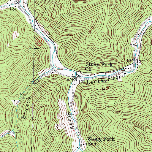 Topographic Map of Stony Fork, KY