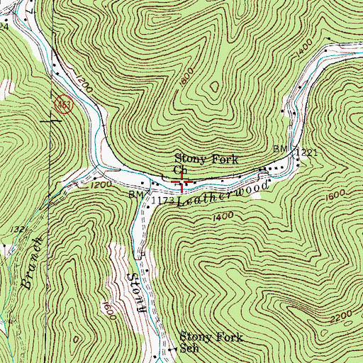 Topographic Map of Stony Fork Church, KY