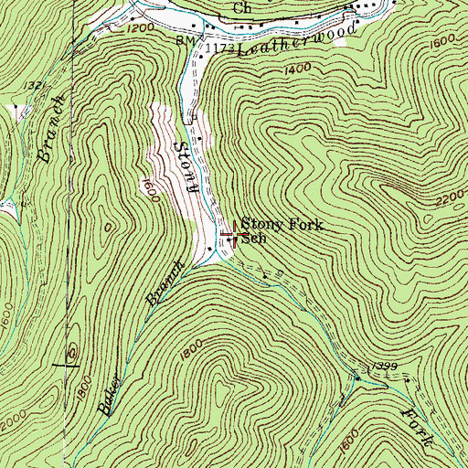 Topographic Map of Stony Fork School, KY
