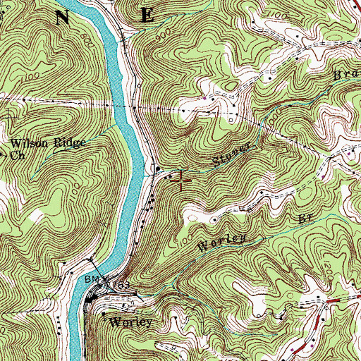 Topographic Map of Stover Branch, KY