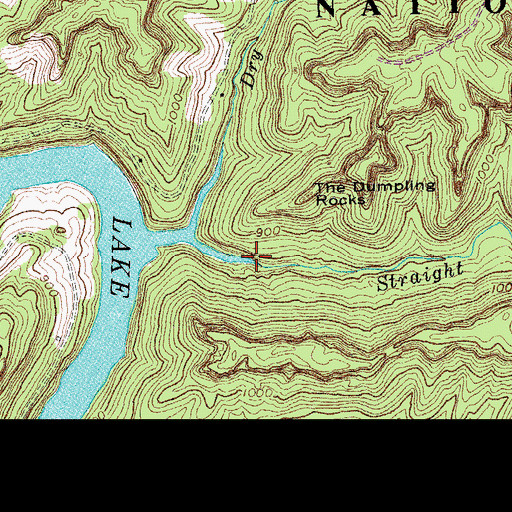 Topographic Map of Straight Creek, KY