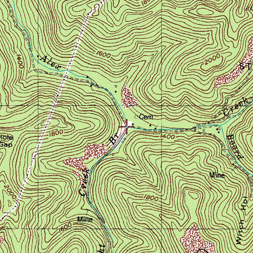 Topographic Map of Straight Creek Branch, KY