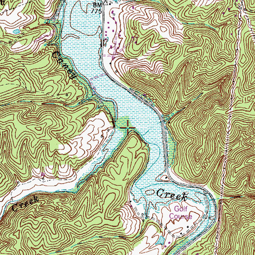 Topographic Map of Straight Creek, KY