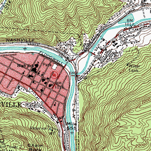 Topographic Map of Straight Creek, KY