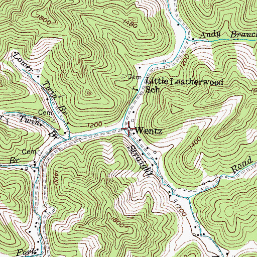 Topographic Map of Straight Fork, KY