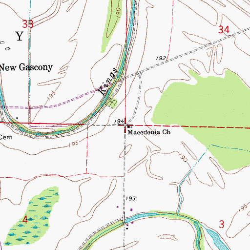 Topographic Map of Macedonia Church, AR