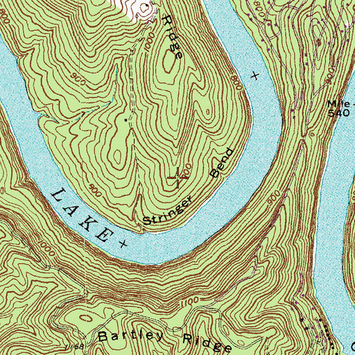 Topographic Map of Stringer Bend, KY