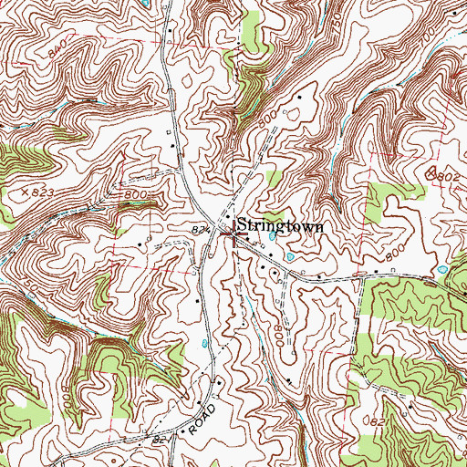 Topographic Map of Stringtown, KY