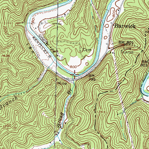 Topographic Map of Strong Branch, KY