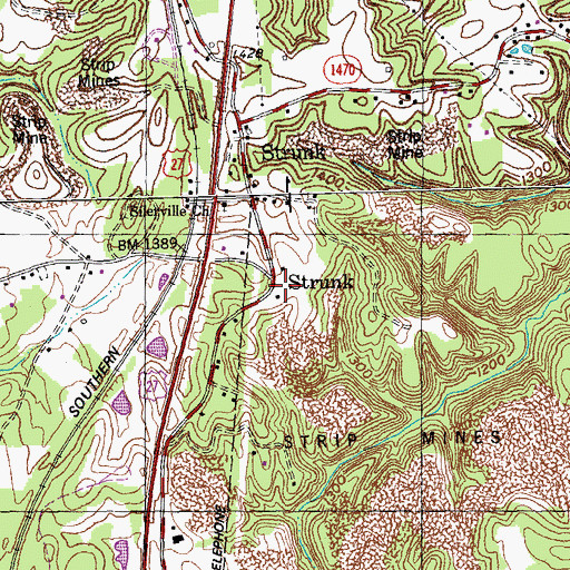 Topographic Map of Strunk, KY