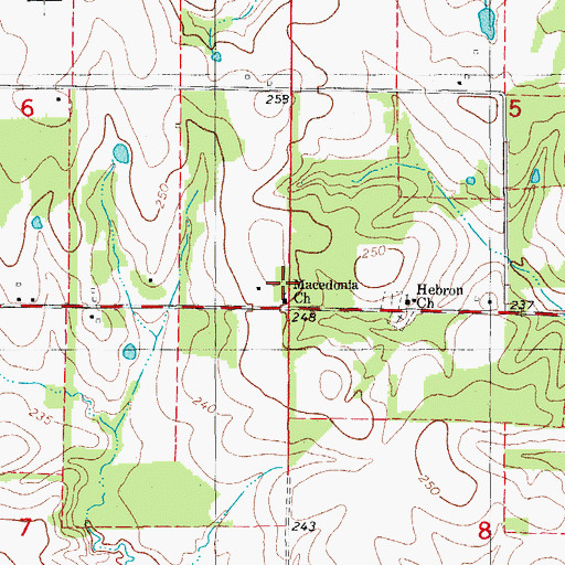 Topographic Map of Macedonia Church, AR