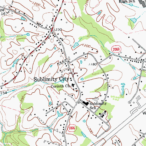 Topographic Map of Sublimity City, KY