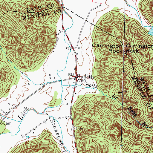 Topographic Map of Sudith, KY
