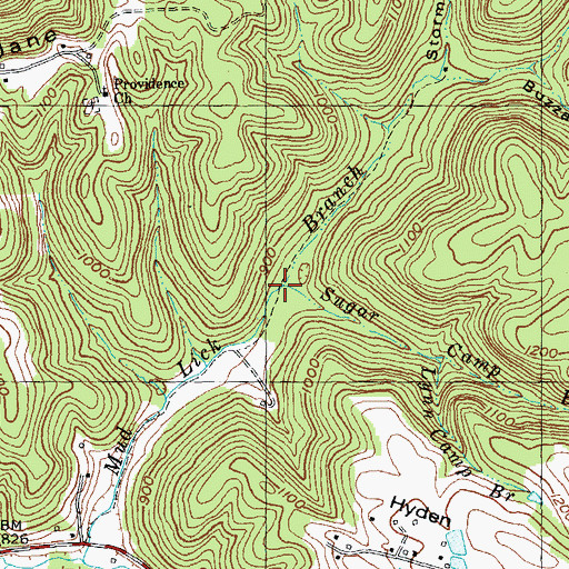 Topographic Map of Sugar Camp Branch, KY