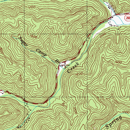 Topographic Map of Sugar Camp Branch, KY