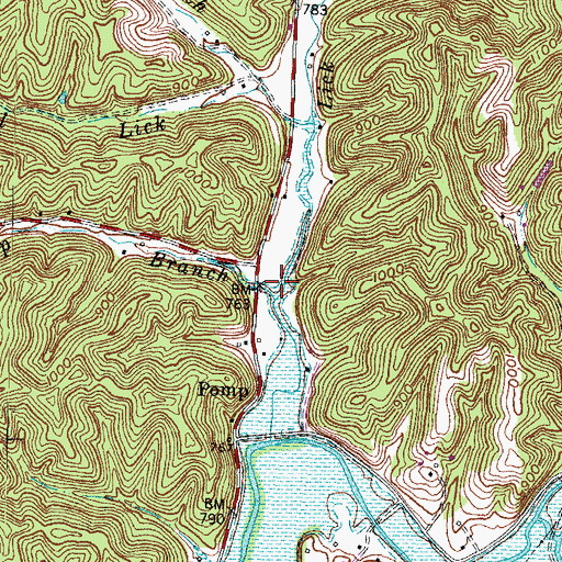 Topographic Map of Sugar Camp Branch, KY