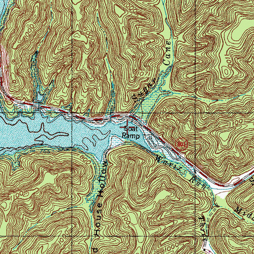 Topographic Map of Sugar Cane Branch, KY