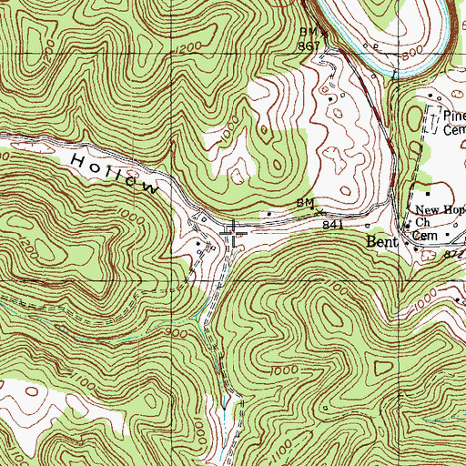 Topographic Map of Sugar Tree Hollow, KY