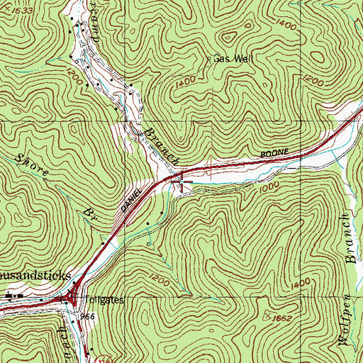 Topographic Map of Sugarcamp Branch, KY