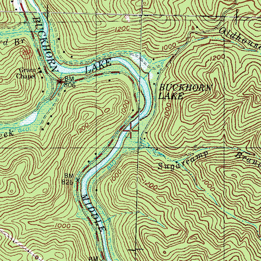 Topographic Map of Sugarcamp Branch, KY