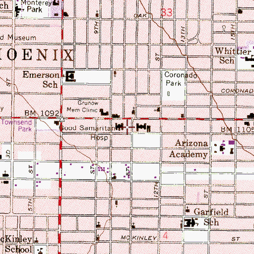 Topographic Map of Banner Good Samaritan Medical Center, AZ