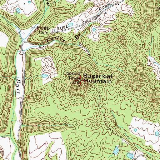 Topographic Map of Sugarloaf Mountain, KY