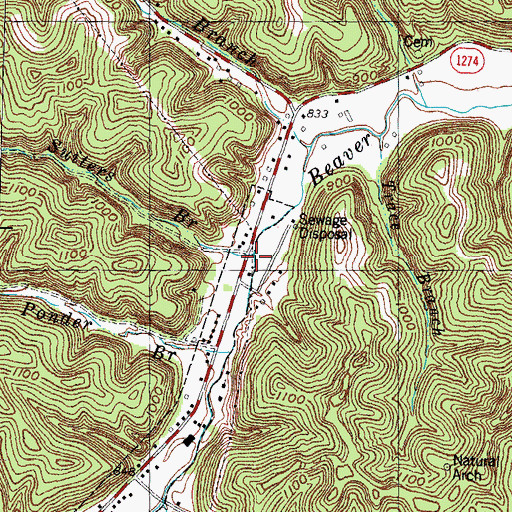 Topographic Map of Suiters Branch, KY