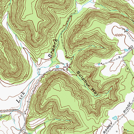 Topographic Map of Sulphur Hollow, KY