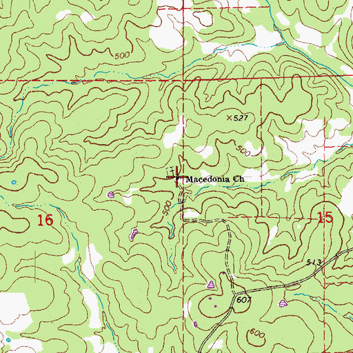 Topographic Map of Macedonia Church, AR