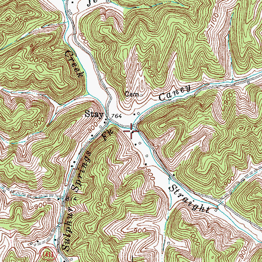 Topographic Map of Sulphur Springs Fork, KY