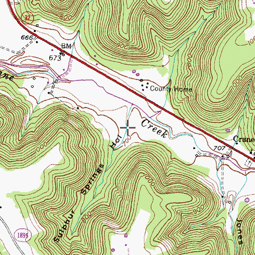 Topographic Map of Sulphur Springs Hollow, KY