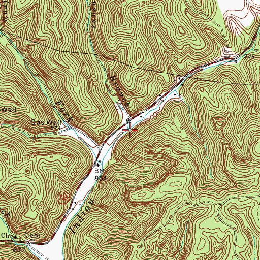 Topographic Map of Susans Branch, KY