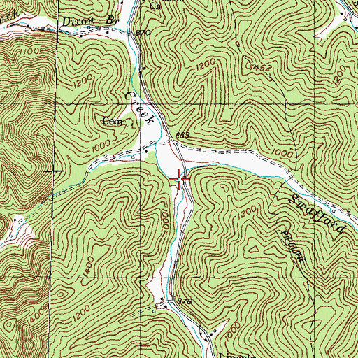 Topographic Map of Swafford Branch, KY