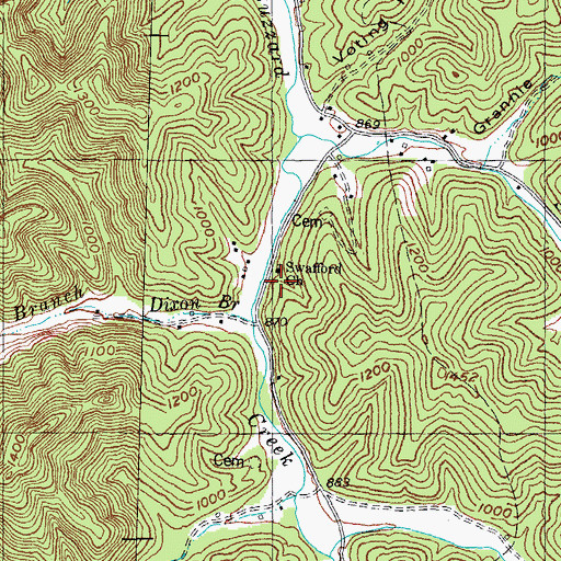 Topographic Map of Swafford Church, KY