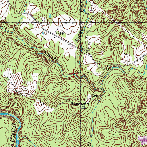 Topographic Map of Sweet Gum Branch, KY