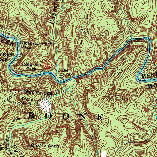 Topographic Map of Swift Camp Creek, KY