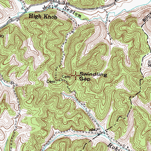 Topographic Map of Swindling Gap, KY