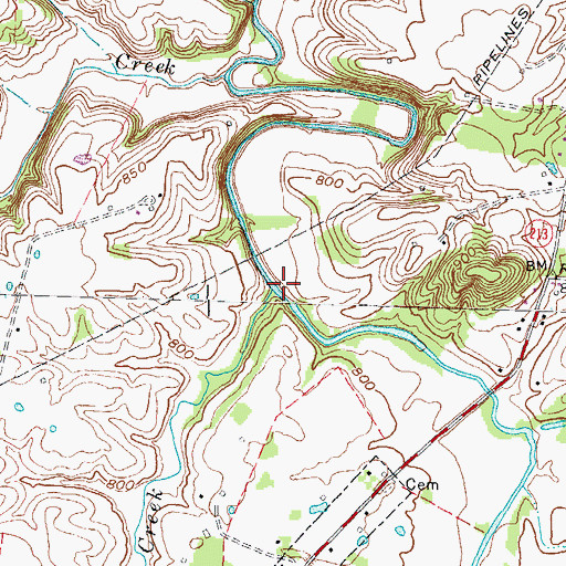 Topographic Map of Sycamore Creek, KY
