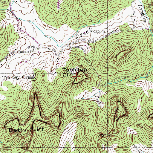 Topographic Map of Tabletop Cliff, KY
