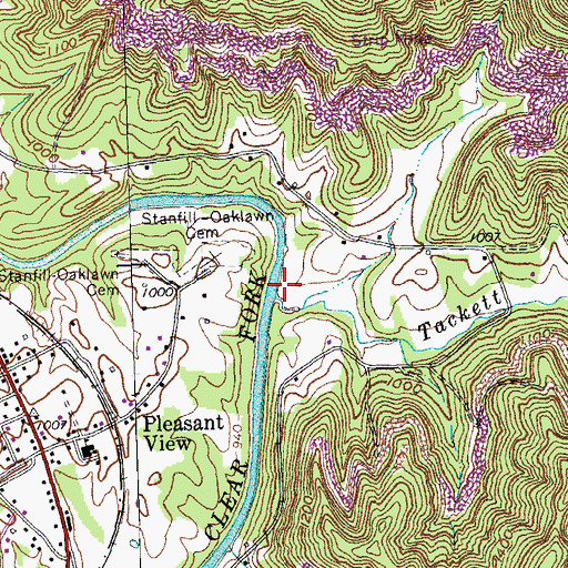 Topographic Map of Tackett Creek, KY