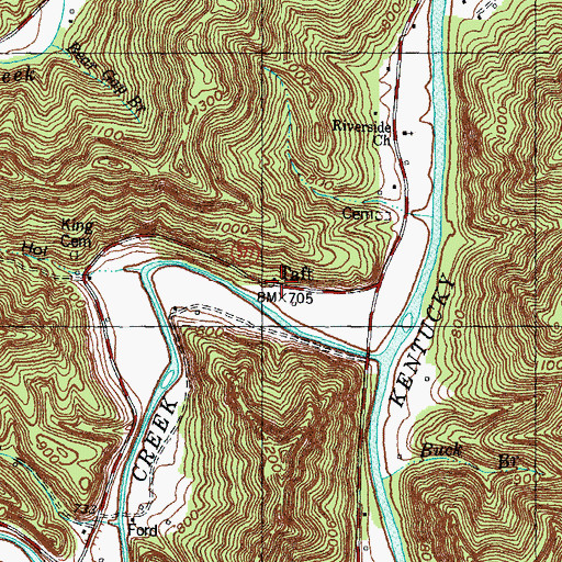 Topographic Map of Taft, KY