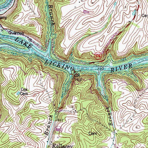 Topographic Map of Tarkiln Branch, KY