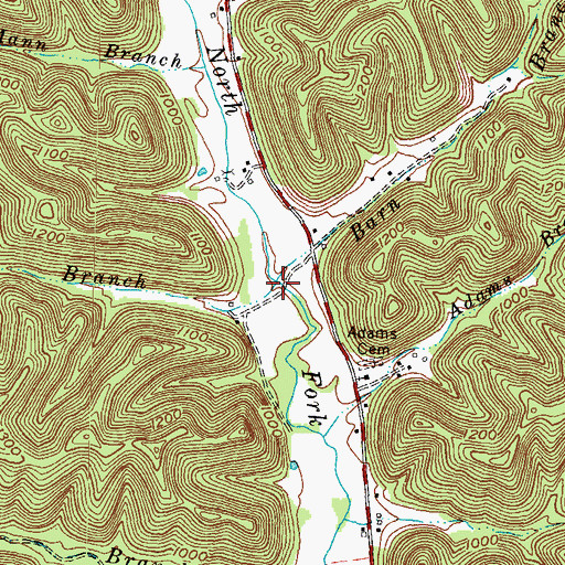 Topographic Map of Tater Lick Branch, KY