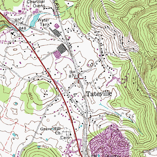 Topographic Map of Tateville, KY