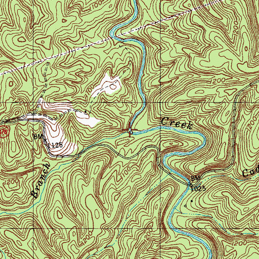 Topographic Map of Taylor Branch, KY
