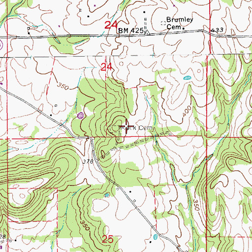 Topographic Map of Mack Cemetery, AR